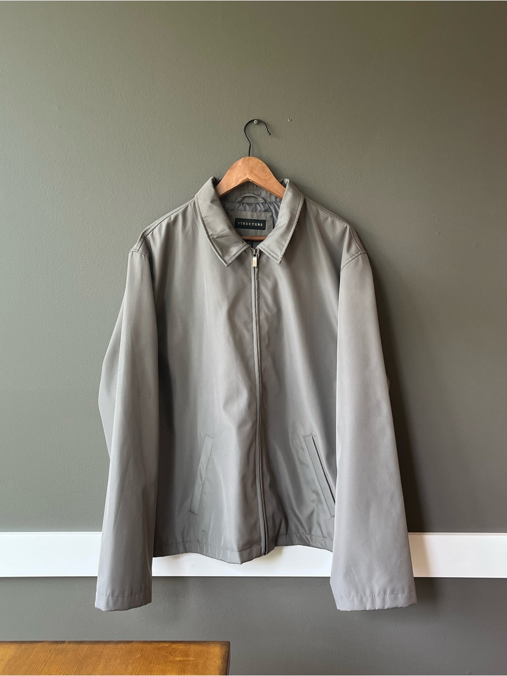 Structure Men's Gray Zip-Front Harrington Jacket